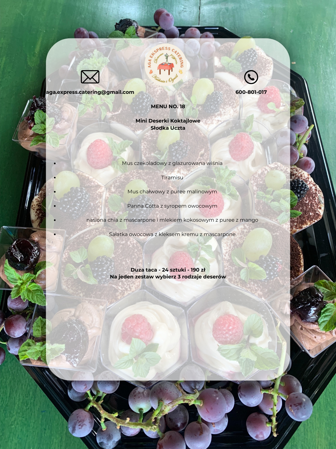 MENU NO 18 - MINI DESERKI KOKTAJLOWE ''SŁODKA UCZTA''