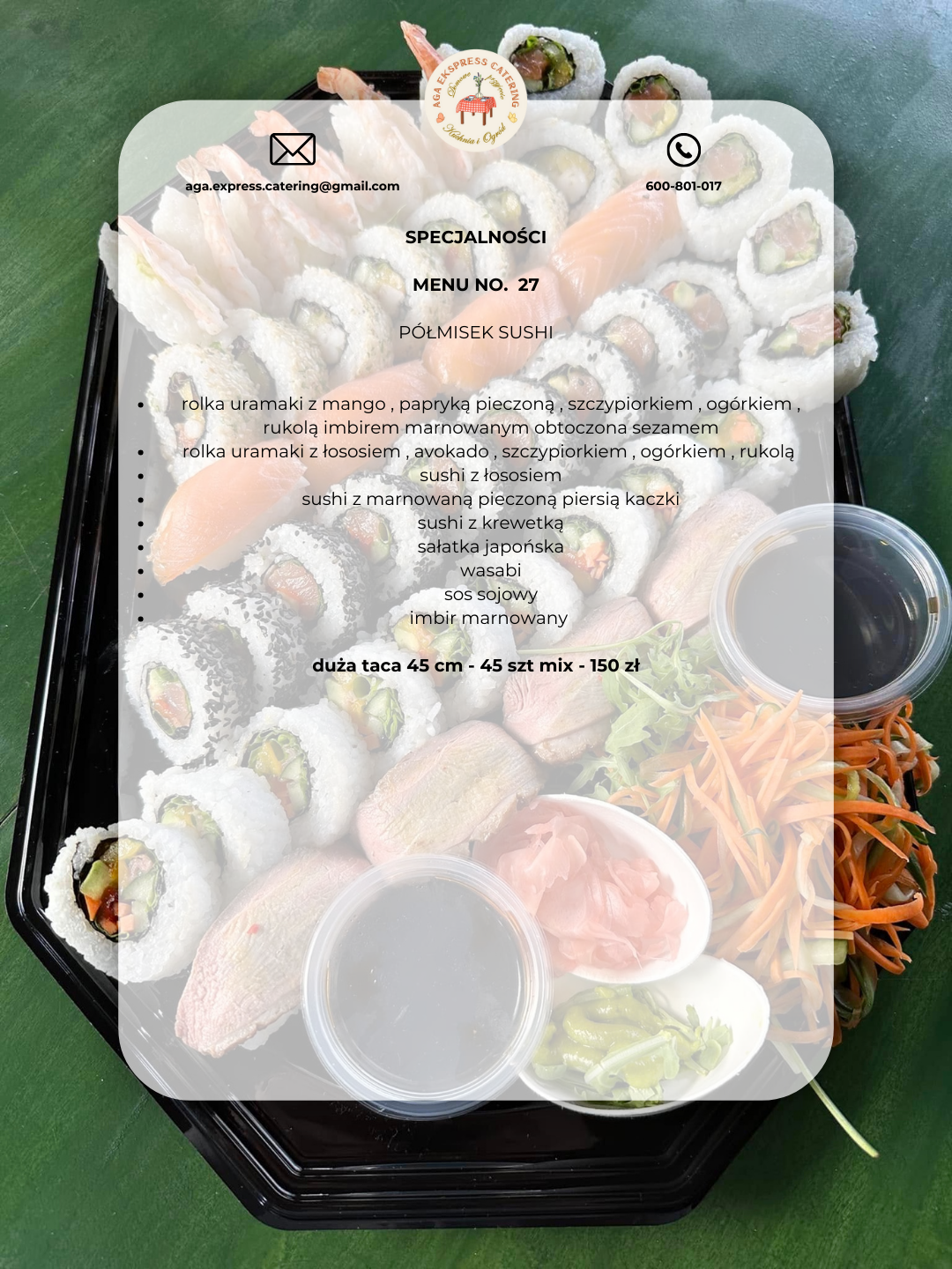 MENU NO 27 - PÓŁMISEK SUSHI