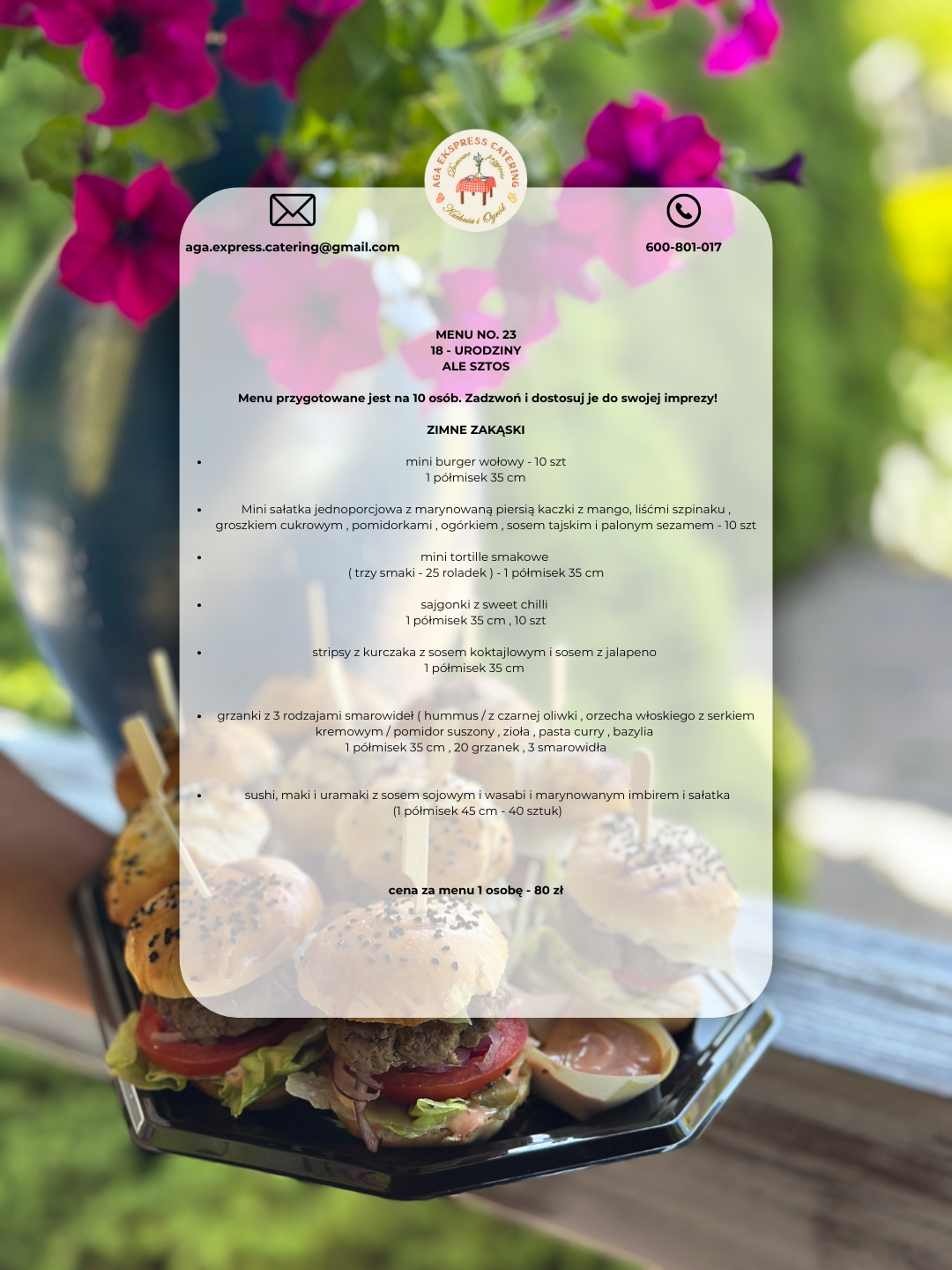 MENU NO 23 - 18 URODZINY