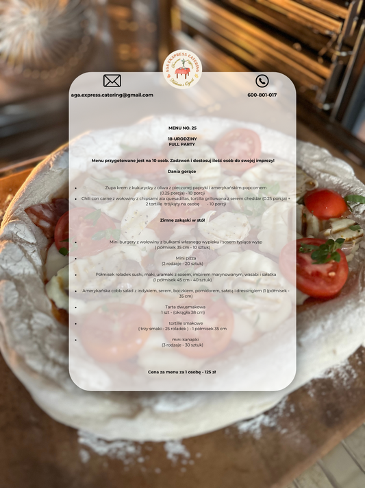 MENU NO 25 - FULL PARTY