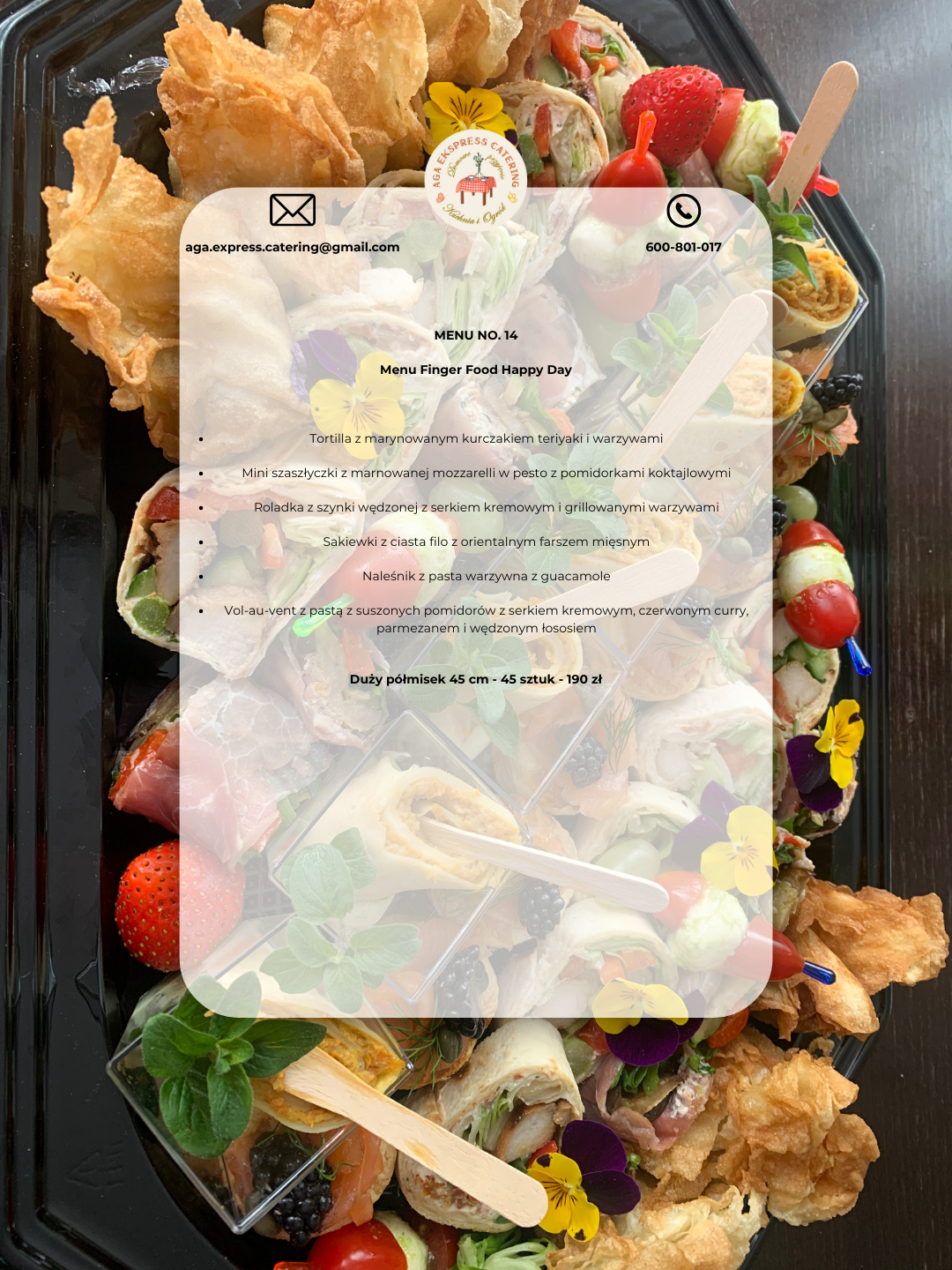 MENU NO 14 - FINGER FOOD ''HAPPY DAY''