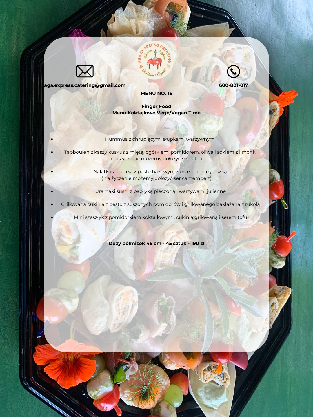 MENU NO 16 - KOKTAJLOWE ''VEGAN TIME''